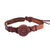 Leather and wood pendant bracelet, 'Armenian Daisy' - Leather Bracelet with Wooden Armenian Pendant for Protection