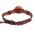 Leather and wood pendant bracelet, 'Armenian Daisy' - Leather Bracelet with Wooden Armenian Pendant for Protection