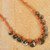 Ceramic beaded necklace, 'Exquisite Droplets' - Hand-Painted Green & Orange Ceramic Beaded Droplet Necklace