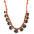 Ceramic beaded necklace, 'Exquisite Droplets' - Hand-Painted Green & Orange Ceramic Beaded Droplet Necklace