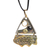 Halskette mit Onyx-Anhänger - Halskette mit Fischmotiv aus Messing und Melchior-Anhänger mit Onyx