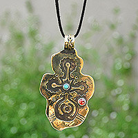Carnelian choker pendant necklace, 'Splendid Armenia' - Choker Pendant Necklace with Carnelian and Recon Turquoise