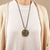 Malachite pendant necklace, 'Travel Clover' - Clover-Themed Brass Pendant Necklace with Malachite Stone