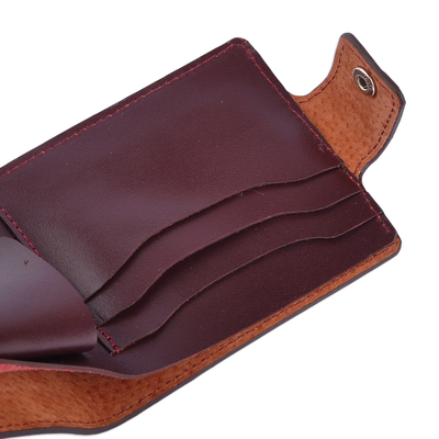 Antheia Wallet - Hazelnut Brown Leather Floral Lining