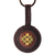 Leather keychain, 'Marash Armenia' - Handcrafted Brown Leather Keychain with Marash Textile