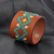 Leather wristband bracelet, 'Marash Waves' - Brown Leather Wristband Bracelet with Geometric Details