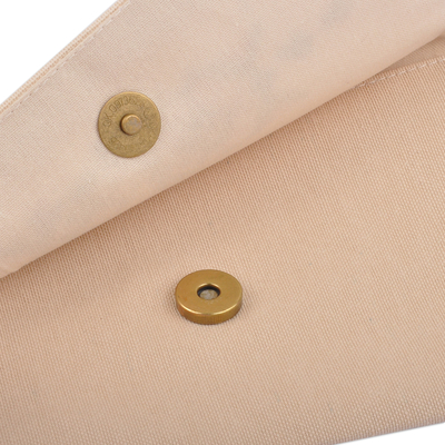 Cotton clutch, 'Svaz Dame' - Beige Cotton Clutch With Geometric Svaz Embroidery Accent