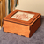 Wood jewelry box, 'Hibiscus Splendor' - Armenian Handmade Wood Jewelry Box with Embroidered Motif