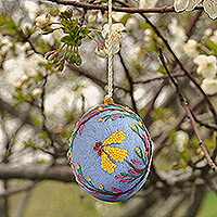 Embroidered felt ornament, 'Armenian Spring' - Felt Ornament with Hand-Embroidered Floral and Leaf Motifs