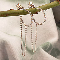 Sterling silver dangle earrings, 'Sophisticated Fate' - Braided Geometric Sterling Silver Dangle Earrings