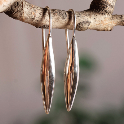Sterling silver drop earrings, 'Tulip Ideas' - Polished Tulip-Inspired Sterling Silver Drop Earrings