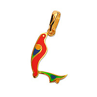 Gold-plated pendant, 'L Birds of Armenia' - Traditional Bird-Themed Gold-Plated Pendant with L Letter