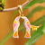 Gold-plated pendant, 'Pink Birds of Armenia' - Folk Art Bird-Themed Gold-Plated Pendant with Pink Rr Letter