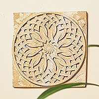 Felsite stone decorative accent, 'Infinity Rosette' - Felsite Stone Carving Accent Rosette from Armenia