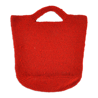 Crocheted tote bag, 'Red Vibe' - Crocheted Tote Bag in Red Handmade in Armenia
