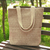 Wool tote bag, 'Always Stylish' - Beige and White Wool Tote Bag Hand-Woven in Armenia