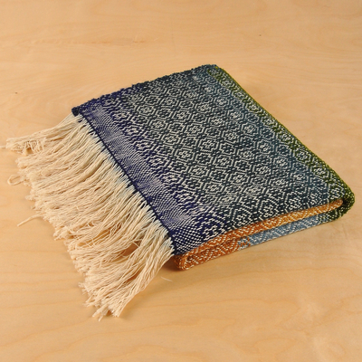 Wool throw, 'Cozy Stripes' - Multicoloured and Striped Wool Throw Hand-Woven in Armenia