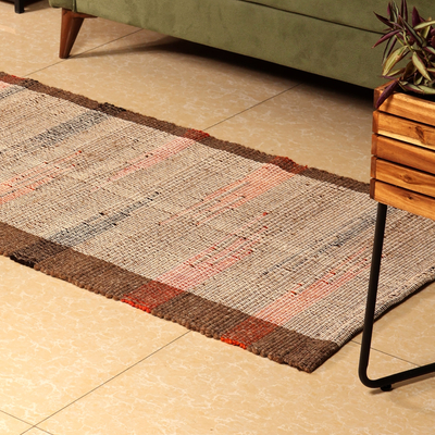 Wool blend area rug, 'Late Sunset' (2.5x5) - Handwoven Wool Blend Area Rug in a Warm Palette (2.5x5)