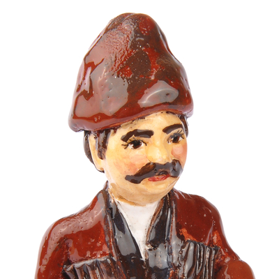 Ceramic figurine, 'The Man from Nukh' - Hand-Painted Ceramic Figurine of Nukh Gentleman