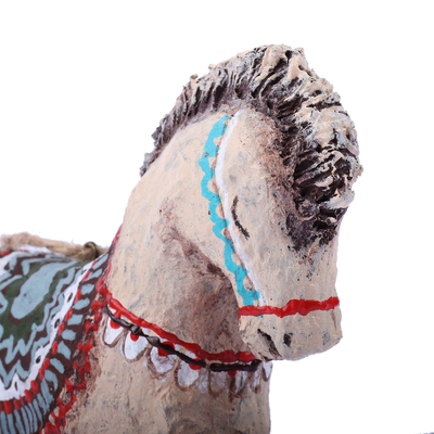 Papier mache ornament, 'Sweet Rocking Horse' - Hand-Painted Papier Mache Rocking Horse Ornament