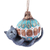Papier mache ornament, 'Feline Sphere' - Hand-Painted Papier Mache Ornament of Cat and Holiday Ball