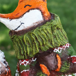 Papier mache ornament, 'Snuggly Fox' - Hand-Painted Papier Mache Christmas Fox Ornament