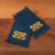 Hand-embroidered cotton coasters, 'Traditions in Blue' (pair) - 2 Handwoven Blue Cotton Coasters with Hand-Embroidered Motif