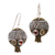 Carnelian dangle earrings, 'Nur Amulet' - Nur Amulet Brass and Sterling Silver Dangle Earrings