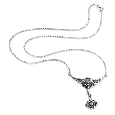 Collar colgante de plata esterlina - Collar con colgante clásico de plata de ley con acabado envejecido
