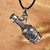 Collar colgante de medallón de plata esterlina - Collar con colgante de medallón con forma de botella y acabado envejecido