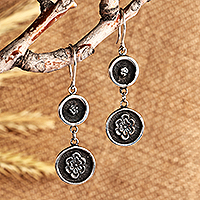 Sterling silver dangle earrings, 'Armenian Blossoms' - Classic Floral Sterling Silver Dangle Earrings from Armenia