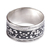 Sterling silver band ring, 'Ancestral Power' - Traditional Floral Sterling Silver Band Ring from Armenia