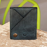 Men's fold-over leather wallet, 'Stylish Blue' - Armenian Handmade Men's Fold-Over Leather Wallet in Blue