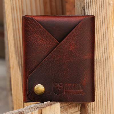 Men's fold-over leather wallet, 'Stylish Brown' - Armenian Handmade Men's Fold-Over Leather Wallet in Brown