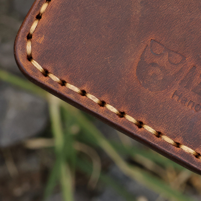 Leather card holder, 'Elegance in Brown' - Armenian Handmade 100% Leather Card Holder in Brown