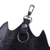 Leather keychain, 'Night Knight in Black' - Bat-Themed 100% Black Leather Keychain from Armenia