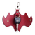 Leather keychain, 'Night Knight in Red' - Bat-Themed 100% Red Leather Keychain from Armenia