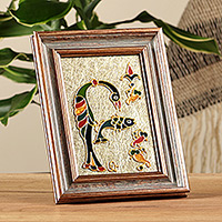 Painted glass home accent, 'Birdy B' - Traditional Painted Glass Decorative Letter B Home Accent
