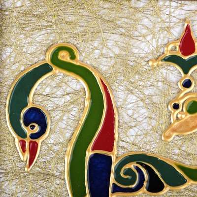 Dekorativer Wohnakzent aus bemaltem Glas, „Birdy D“ – traditioneller dekorativer Wohnakzent aus bemaltem Glas mit dem Buchstaben „D“.