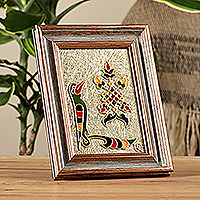 Painted glass decorative home accent, 'Birdy L' - Traditional Painted Glass Decorative Letter L Home Accent