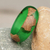 Wood and resin band ring, 'Chic Green' - Handcrafted Apricot Wood and Resin Band Ring in Green