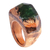 Wood and resin domed ring, 'Unparalleled Beauty' - Handcrafted Wood and Resin Domed Ring in Green and Gold