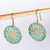 Brass dangle earrings, 'Armenian Sunrays' - Brass Sun Dangle Earrings with Antique Oxidized Finish