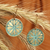 Pendientes colgantes de latón - Pendientes colgantes florales de latón con acabado oxidado antiguo