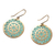 Brass dangle earrings, 'Armenian Floral Sun' - Brass Sun and Flower Dangle Earrings with Oxidized Finish