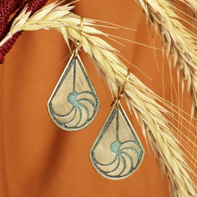 Brass dangle earrings, 'Armenian Heritage' - Brass Dangle Earrings with Oxidized Finish from Armenia