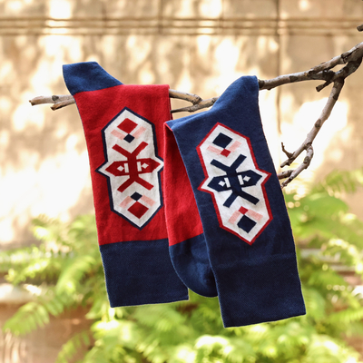 Calcetines de mezcla de algodón - Calcetines de mezcla de algodón con motivos tradicionales armenios