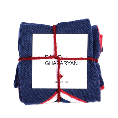 Cotton blend socks, 'Gyumri Experience' - Cotton Blend Socks Featuring Traditional Armenian Motifs