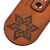 Men's leather keychain, 'Caramel Star' - Men's Brass and Caramel Leather Keychain with Star Sign