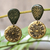 Pendientes colgantes de arcilla - Pendientes colgantes clásicos de arcilla armenia en dorado y verde